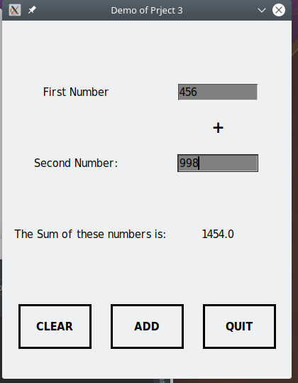 the project after pressing the add button